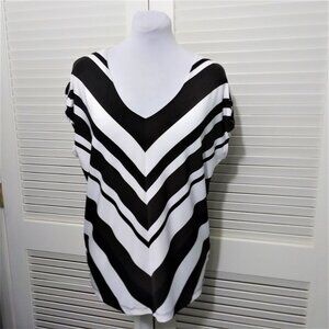 Chico's‎ Chevron Stripe Top Black Brown White
